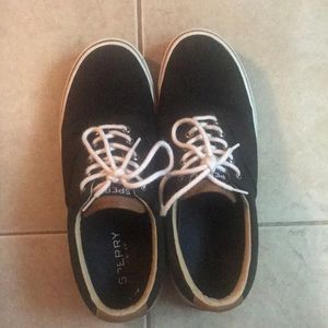 Mens Black & White Sperrys